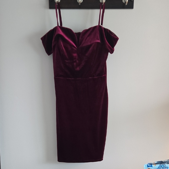 chiffon burgundy maxi dress Mabel Off Shoulder Chiffon Maxi Dress / Merlot | MESHKI main image 0